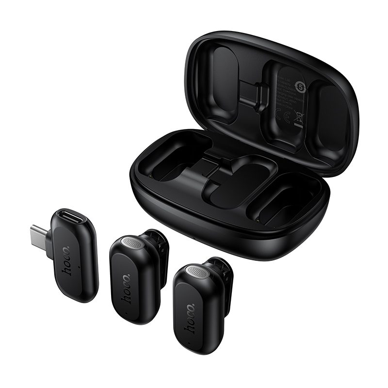 Σετ 2 Μικρόφωνα Πέτου Lavalier Ασύρματα Hoco L26 USB-C με AI Smart Μείωση Θορύβου 400mAh 6hrs Χρήσης Μαύρα | Μικρόφωνα - shopin.gr