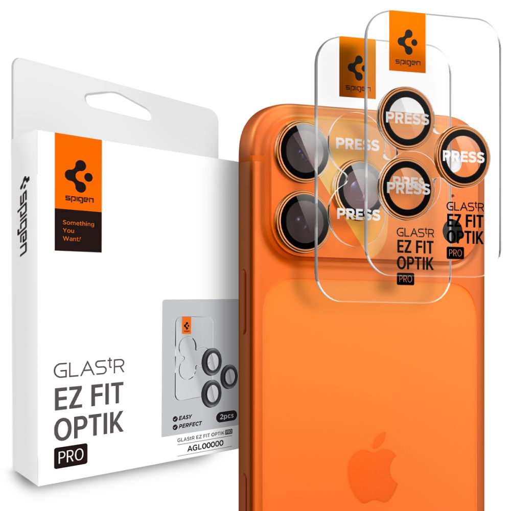 Προστασία Κάμερας Spigen Optik Pro Ez Fit για Apple iPhone 16 Pro 16 Pro Max 17 Pro 17 Pro Max Πορτοκαλί 2 Τμχ | Προστασία Κάμερας - shopin.gr