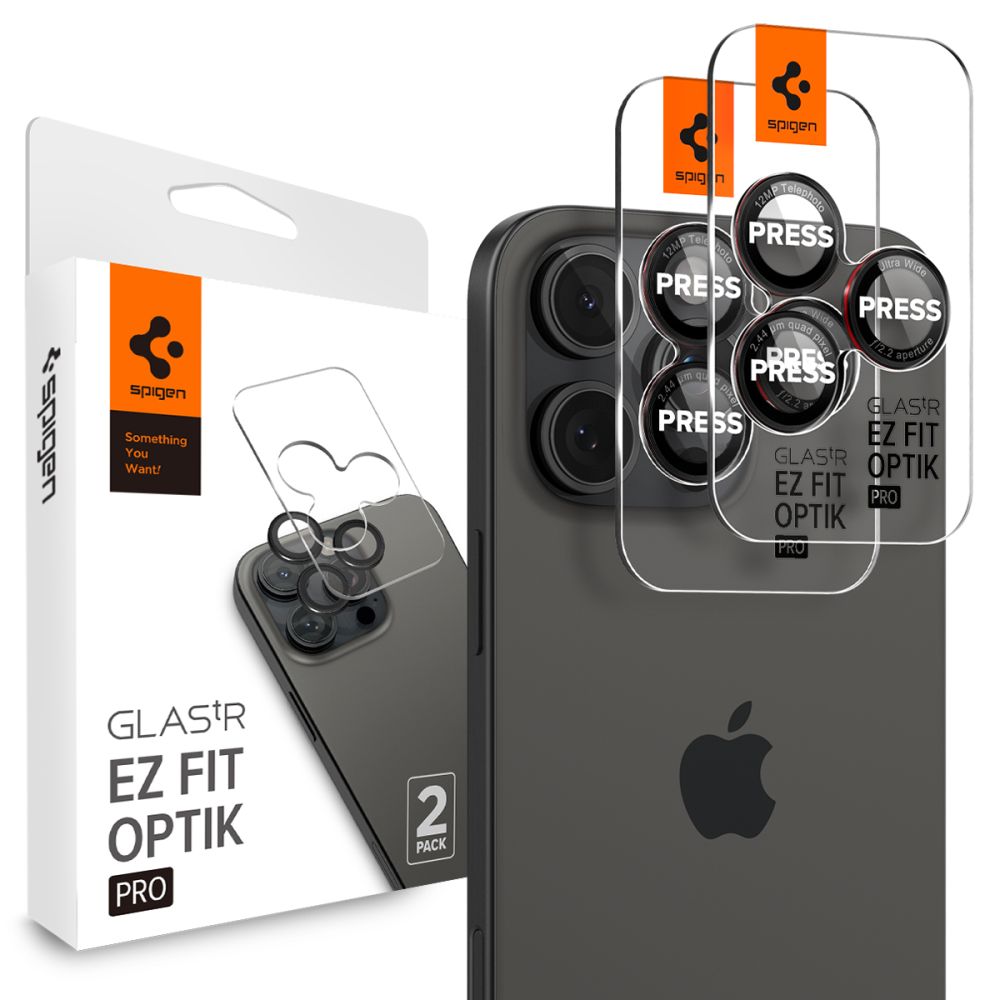 Προστασία Κάμερας Spigen Optik Pro L-Series Ez Fit για Apple iPhone 16 Pro 16 Pro Max 17 Pro 17 Pro Max Μαύρο-Κόκκινο 2τμχ | Προστασία Κάμερας - shopin.gr