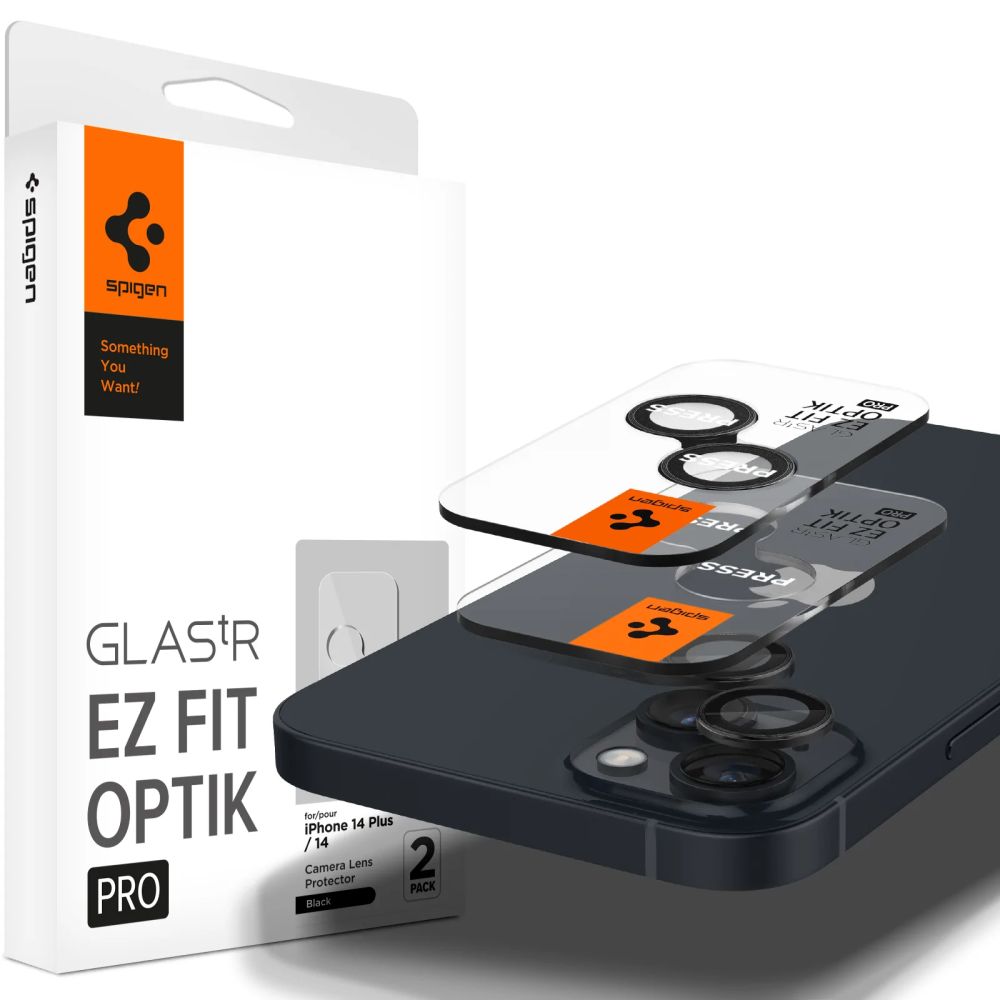 Προστασία Κάμερας Spigen Optik TR Ez Fit για Apple iPhone 14 14 Plus 15 15 Plus 2 Τεμαχίων Μαύρο | Προστασία Κάμερας - shopin.gr