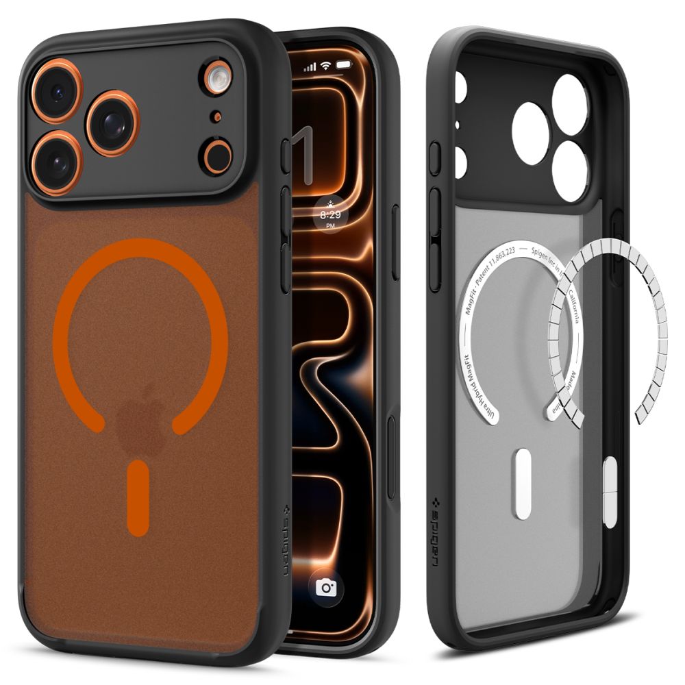 Θήκη Spigen Ultra Hybrid Magsafe για iPhone Apple 17 Pro Max Ημιδιάφανο Μαύρο-Πορτοκαλί | Θήκες - shopin.gr