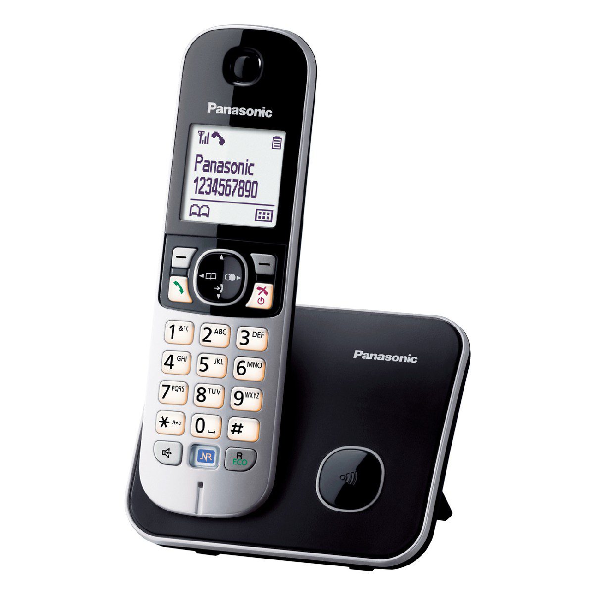 Ασύρματο Ψηφιακό Τηλέφωνο Panasonic KX-TG6851 EU  με Μεγάλη Οθόνη και Ανοιχτή Ακρόαση Μαύρο-Ασημί | Ασύρματα Τηλέφωνα - shopin.gr
