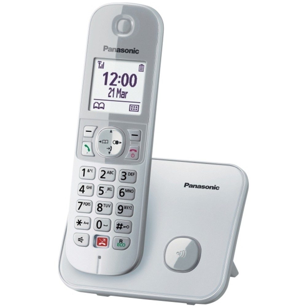 Ασύρματο Ψηφιακό Τηλέφωνο Panasonic KX-TG6851 EU  με Μεγάλη Οθόνη και Ανοιχτή Ακρόαση Ασημί | Ασύρματα Τηλέφωνα - shopin.gr