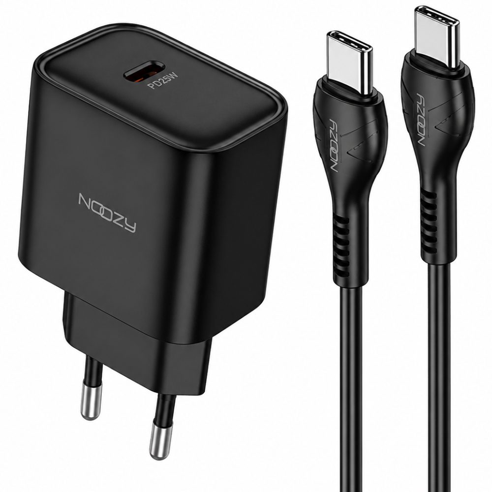 Φορτιστής Ταξιδίου Noozy Core C21 PD25W με Καλώδιο USB-C σε USB-C Μαύρο | Φορτιστές - shopin.gr