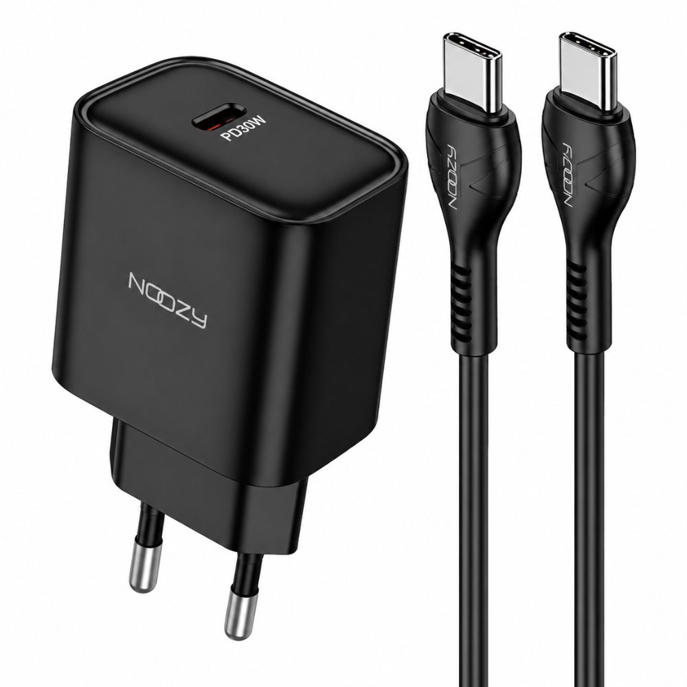 Φορτιστής Ταξιδίου Noozy Edge E25 PD30W με Καλώδιο USB-C σε USB-C 1μ Μαύρο | Φορτιστές - shopin.gr