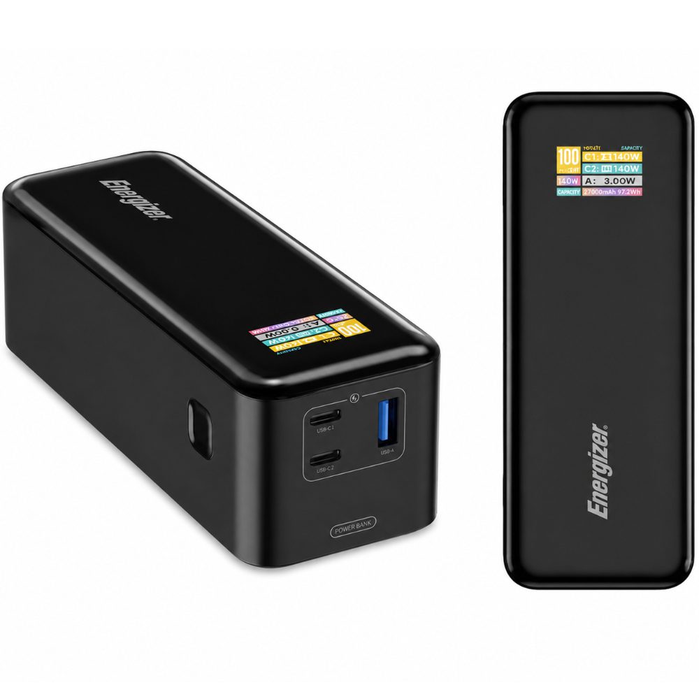 Power Bank Energizer XP27000PD 27000mAh PD140W QC3.1 με 2xUSB-C 1xUSB-A LCD Οθόνη Ιδανικό για Κινητά Λάπτοπ και MacBook Μαύρο | Power Bank - shopin.gr