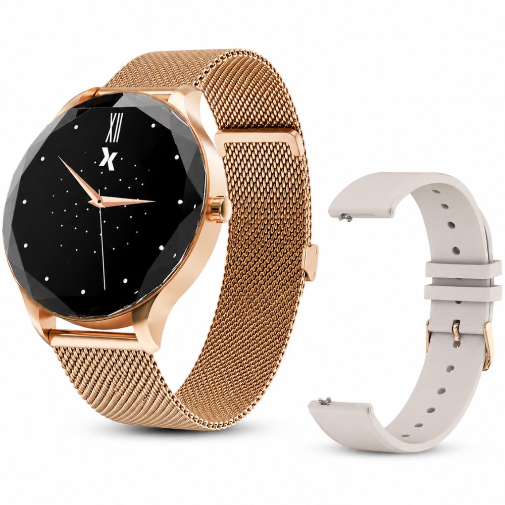 Maxcom Smartwatch FW52 Diamond 1.06" 150mAh IP67 με Έξτρα Λουράκι και Δυνατότητα Ειδοποιήσεων Χρυσό | Smartwatches - shopin.gr