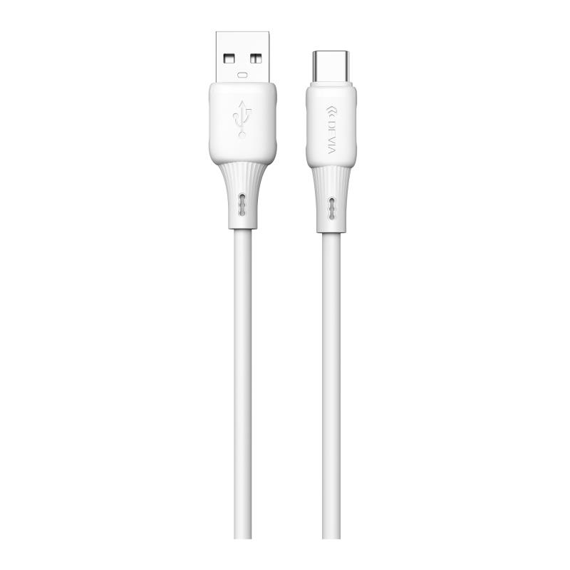 Καλώδιο Σύνδεσης USB 2.0 Devia EC629 USB A σε USB C 2.4A Silicone Pro3 1m Λευκό | Shopin.gr