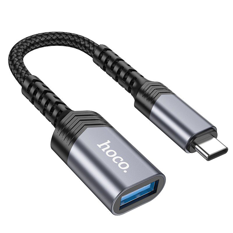 Αντάπτορας  Hoco UA24 USB-C σε USB 3.0 με Λειτουργία OTG 5Gbps Δυνατότητα Φόρτισης 5V/4A και Κοντό Anti-bending Καλώδιο Γκρι | Αντάπτορες - shopin.gr