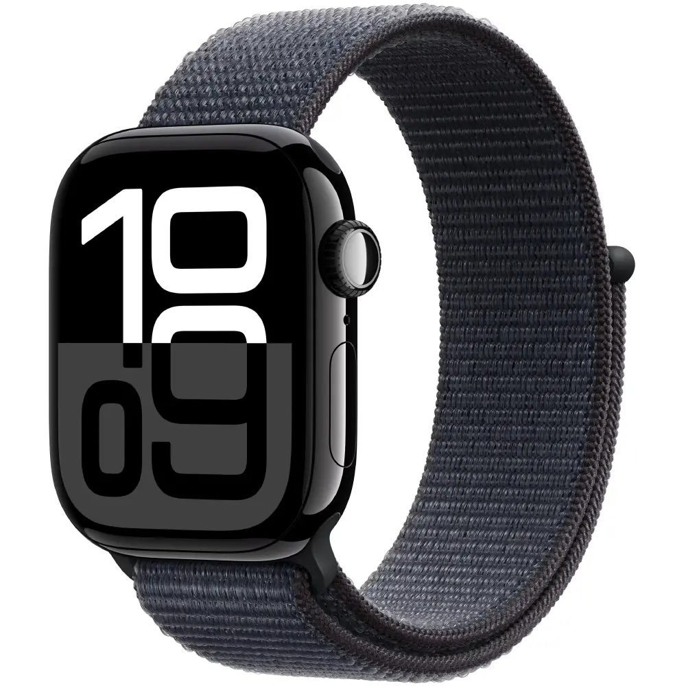 Apple Watch Series 10 4G 46mm GPS eSIM NFC IP6X  Aluminum Case Jet Black με Sport Loop Black Ink | Smartwatches - shopin.gr