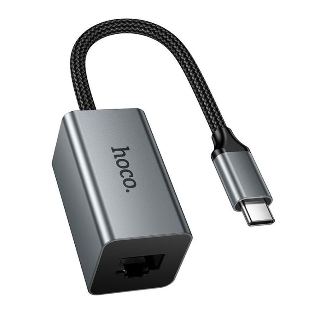 Αντάπτορας  Hoco UA48 USB-C σε RJ45 OTG 10/100Mbps 15cm Γκρι | Αντάπτορες - shopin.gr