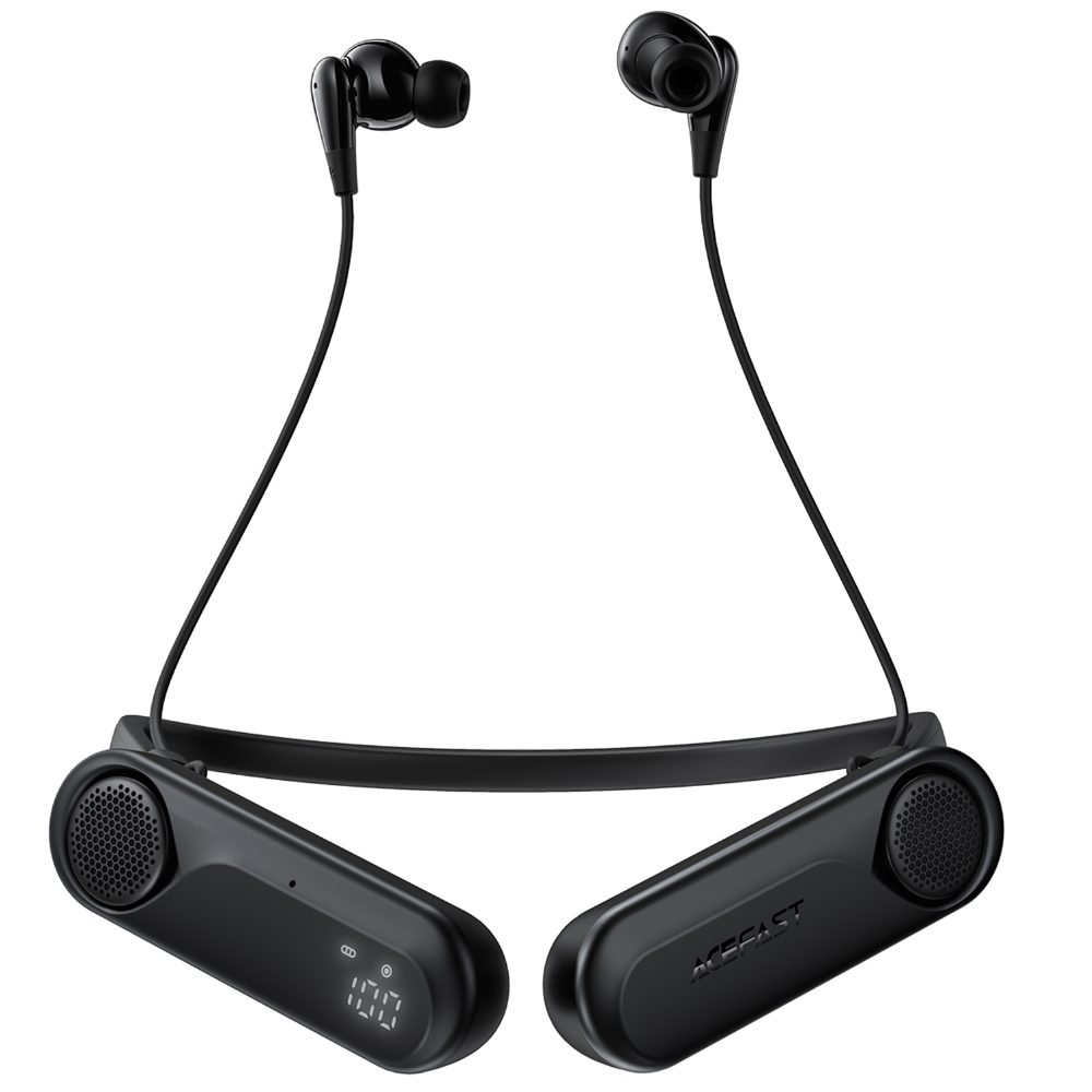 Bluetooth Hands Free Acefast N11 Neckband ENC v6.0 900mAh TF Card 90hrs Αναπαραγωγής με Ενσωματωμένα Ηχεία 1.5W και Δόνηση IPX4 Μαύρα | Bluetooth - shopin.gr