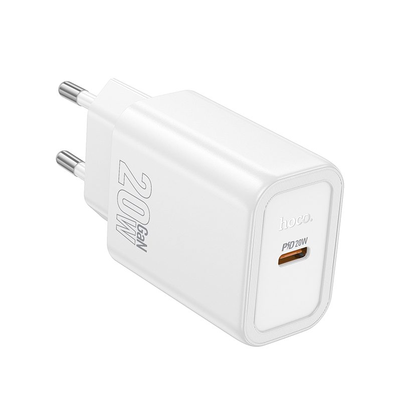 Φορτιστής Ταξιδίου Hoco N60 Gentle GaN με 1 Εξόδο Φόρτισης USB-C PD20W 5V 3.0A  Λευκός | Φορτιστές - shopin.gr