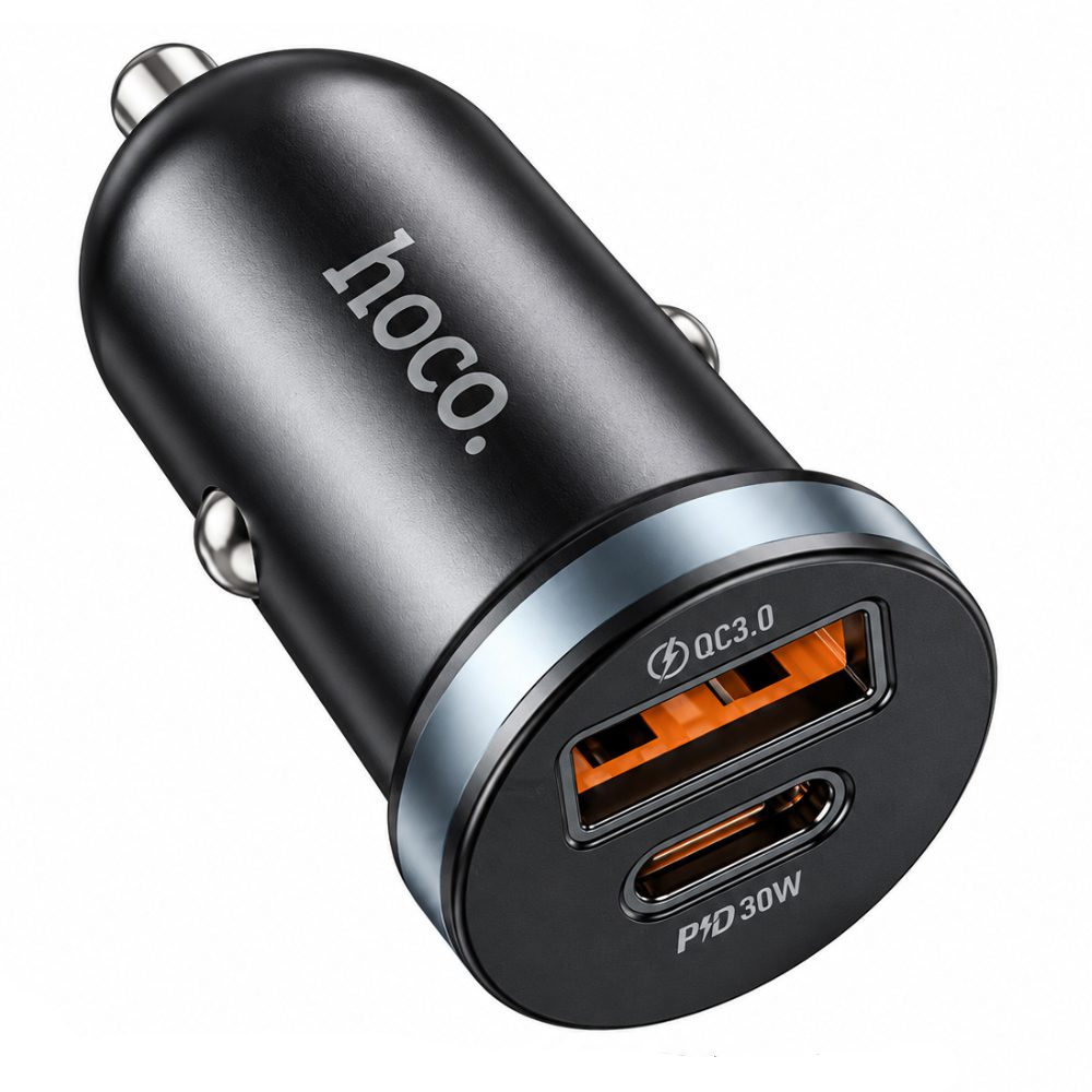 Φορτιστής Αυτοκινήτου Hoco. DZ19 Scenery Lightweight USB-C PD30W + USB-A 18W QC3.0A Μαύρος | Φορτιστές - shopin.gr