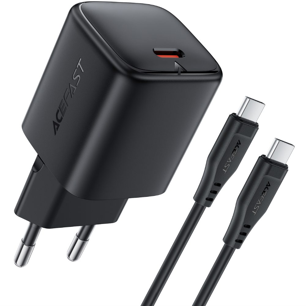 Φορτιστής Ταξιδίου Acefast A119 Mini Fast Charging 1xUSB-C PD45W QC3.0 GaN  με Καλώδιο USB-C σε USB-C 1.2m Μαύρος | Φορτιστές - shopin.gr