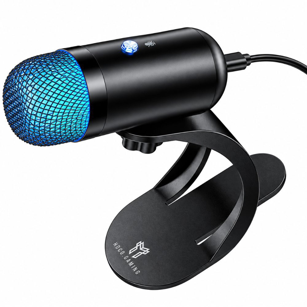Επιτραπέζιο Μικρόφωνο Hoco L50 Profit για Streaming Gaming Video Calls RGB USB-C Πολυκατευθυντικό Μικρόφωνο Κουμπί Mute Μαύρο | Μικρόφωνα - shopin.gr