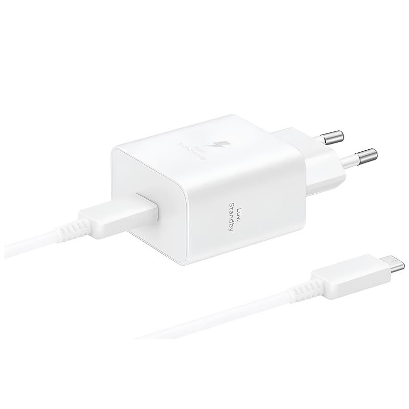 Φορτιστής Ταξιδίου Ταχείας Φόρτισης Samsung EP-T4511XWEGEU με Έξοδο USB C 45W & Καλώδιο USB C σε USB C 1.8m Λευκό | Shopin.gr