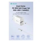Φορτιστής Ταξιδίου Ταχείας Φόρτισης Devia RCE-3005CL με Έξοδο USB C GaN PD 30W & Καλώδιο USB C σε USB C 1m Smart Λευκό | Shopin.gr