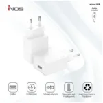 Φορτιστής Ταξιδίου inos με Έξοδο USB A 12W & Micro USB Καλώδιο 1m Λευκό | Shopin.gr