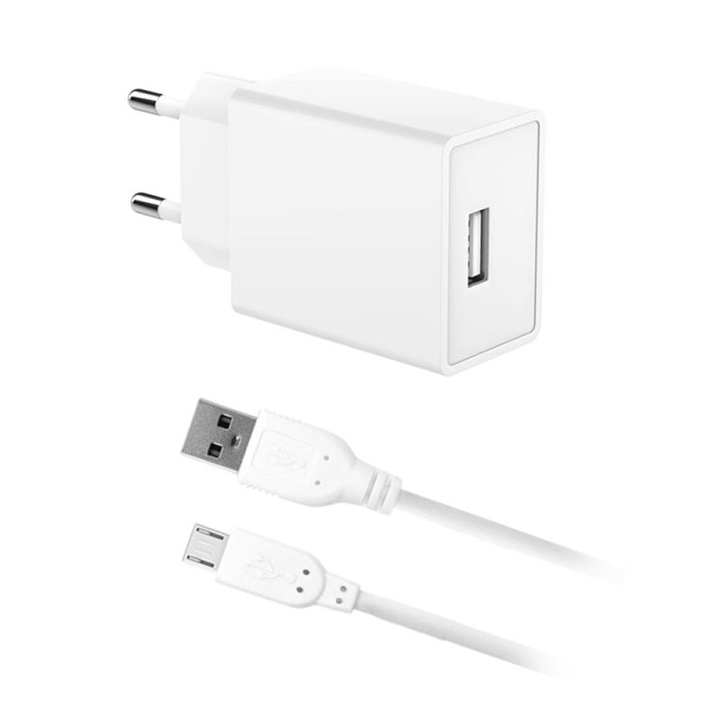 Φορτιστής Ταξιδίου inos με Έξοδο USB A 12W & Micro USB Καλώδιο 1m Λευκό | Shopin.gr
