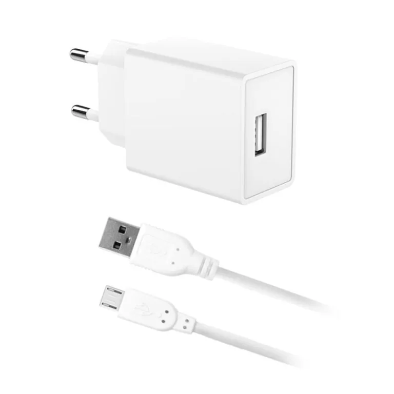 Φορτιστής Ταξιδίου inos με Έξοδο USB A 12W & Micro USB Καλώδιο 1m Λευκό | Shopin.gr
