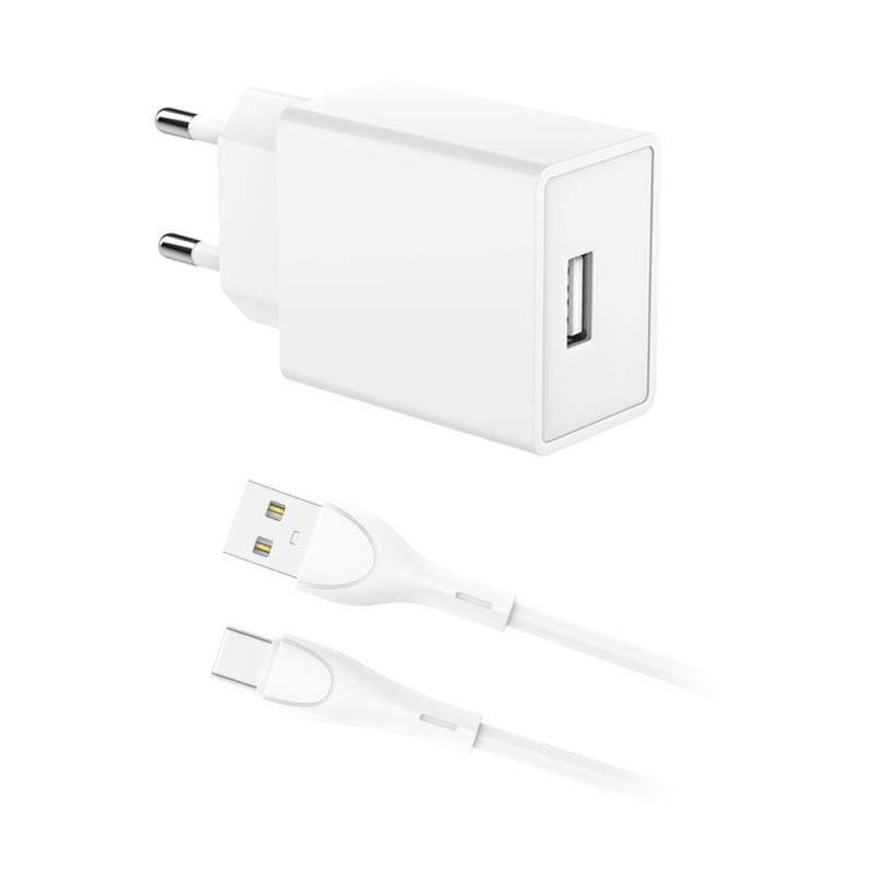 Φορτιστής Ταξιδίου inos με Έξοδο USB A 12W & USB C Καλώδιο 1m Λευκό | Shopin.gr