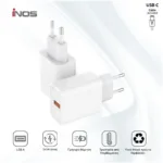 Φορτιστής Ταξιδίου inos με Έξοδο USB A 18W & USB C Καλώδιο 1m Λευκό | Shopin.gr