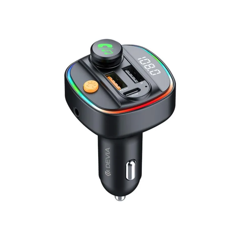 Φορτιστής Αυτοκινήτου Ταχείας Φόρτισης Devia C4S με Διπλή Έξοδο USB A & USB C PD QC 3.0 30W & Bluetooth MP3 Smart Μαύρο | Shopin.gr