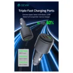 Φορτιστής Αυτοκινήτου Ταχείας Φόρτισης Devia EA508 με Τριπλή Έξοδο USB A & 2xUSB C PD QC 3.0 116W Extreme Σκούρο Γκρι | Shopin.gr