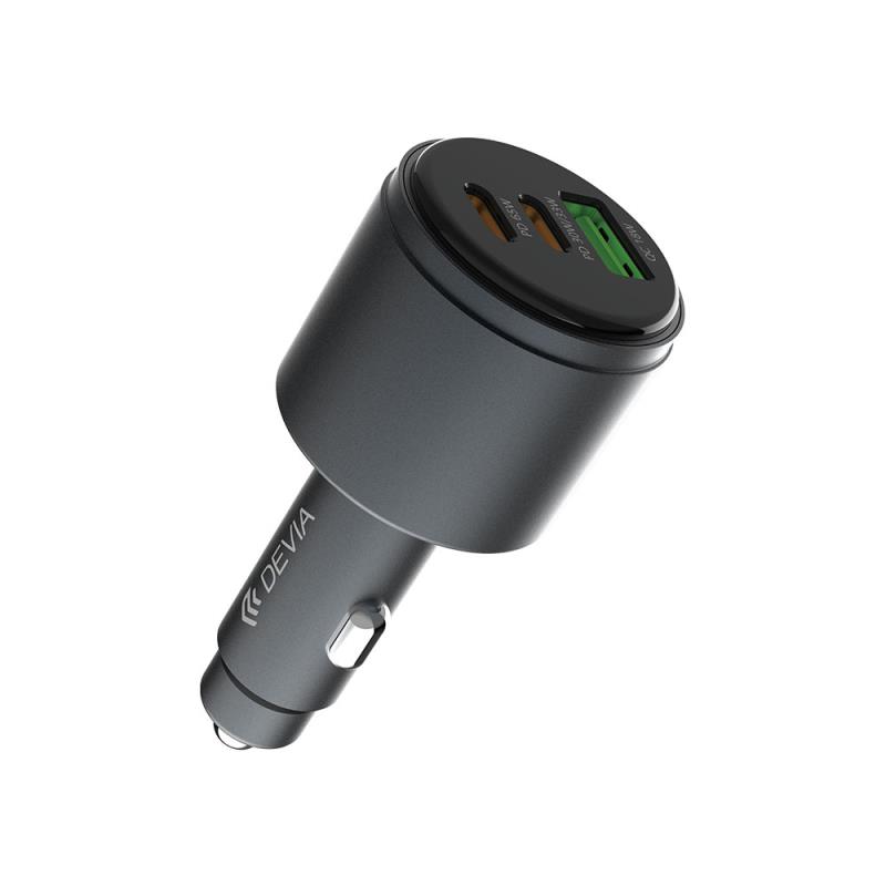 Φορτιστής Αυτοκινήτου Ταχείας Φόρτισης Devia EA508 με Τριπλή Έξοδο USB A & 2xUSB C PD QC 3.0 116W Extreme Σκούρο Γκρι | Shopin.gr