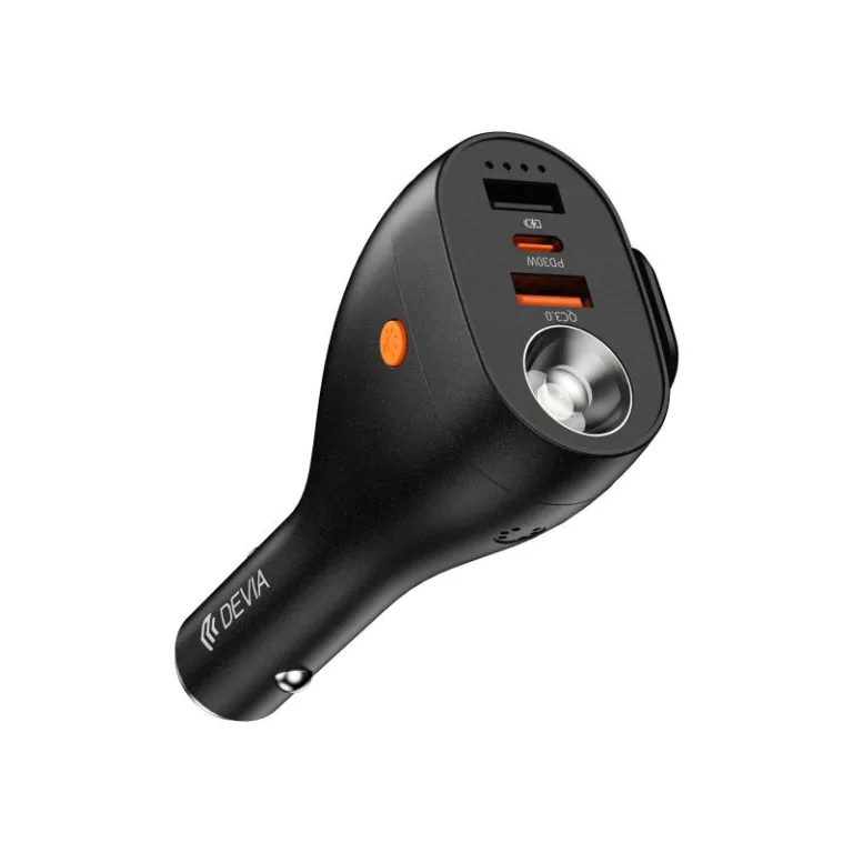 Φορτιστής Αυτοκινήτου Ταχείας Φόρτισης Devia EA509 Πολυλειτουργικός 6 σε 1 με Τριπλή Έξοδο 2xUSB A & USB C PD QC 3.0 30W Ultra1 Μαύρο | Shopin.gr