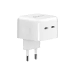 Φορτιστής Ταξιδίου Ταχείας Φόρτισης Devia EA379 με Διπλή Έξοδο 2xUSB C GaN PD 35W Extreme Λευκό | Shopin.gr