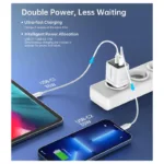 Φορτιστής Ταξιδίου Ταχείας Φόρτισης Choetech PD6051 με Διπλή Έξοδο 2xUSB C GaN PD 35W Λευκό | Shopin.gr