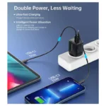 Φορτιστής Ταξιδίου Ταχείας Φόρτισης Choetech PD6051 με Διπλή Έξοδο 2xUSB C GaN PD 35W Μαύρο | Shopin.gr