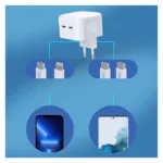 Φορτιστής Ταξιδίου Ταχείας Φόρτισης Choetech Q5008 με Διπλή Έξοδο 2xUSB C PD 35W Λευκό | Shopin.gr