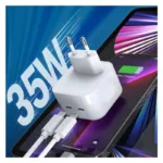 Φορτιστής Ταξιδίου Ταχείας Φόρτισης Choetech Q5008 με Διπλή Έξοδο 2xUSB C PD 35W Λευκό | Shopin.gr