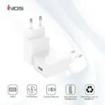 Φορτιστής Ταξιδίου inos με Έξοδο USB A 12W Λευκό | Shopin.gr