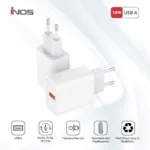 Φορτιστής Ταξιδίου inos με Έξοδο USB A 18W Λευκό | Shopin.gr