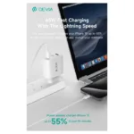 Φορτιστής Ταξιδίου Ταχείας Φόρτισης Devia RCE-6505ACCL με Τριπλή Έξοδο USB A & 2xUSB C GaN PD 65W Extreme Λευκό | Shopin.gr