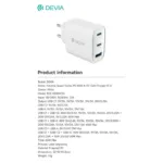 Φορτιστής Ταξιδίου Ταχείας Φόρτισης Devia RCE-6505ACCL με Τριπλή Έξοδο USB A & 2xUSB C GaN PD 65W Extreme Λευκό | Shopin.gr