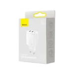 Φορτιστής Ταξιδίου Ταχείας Φόρτισης Baseus Compact με Τριπλή Έξοδο 2xUSB A & USB C PD QC 30W 3A Λευκό | Shopin.gr