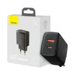 Φορτιστής Ταξιδίου Ταχείας Φόρτισης Baseus Compact με Διπλή Έξοδο USB A & USB C PD QC 20W 3A Μαύρο | Shopin.gr