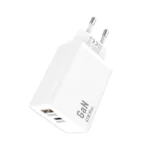 Φορτιστής Ταξιδίου Ταχείας Φόρτισης inos με Διπλή Έξοδο USB A & USB C GaN PD QC 3.0 45W Λευκό | Shopin.gr