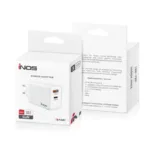 Φορτιστής Ταξιδίου Ταχείας Φόρτισης inos με Διπλή Έξοδο USB A & USB C GaN PD QC 3.0 45W Λευκό | Shopin.gr