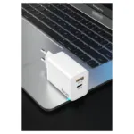 Φορτιστής Ταξιδίου Ταχείας Φόρτισης inos με Διπλή Έξοδο USB A & USB C GaN PD QC 3.0 45W Λευκό | Shopin.gr