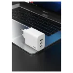 Φορτιστής Ταξιδίου Ταχείας Φόρτισης inos με Τριπλή Έξοδο USB A & 2xUSB C GaN PD QC 3.0 65W Λευκό | Shopin.gr