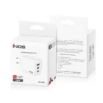 Φορτιστής Ταξιδίου Ταχείας Φόρτισης inos με Τριπλή Έξοδο USB A & 2xUSB C GaN PD QC 3.0 65W Λευκό | Shopin.gr