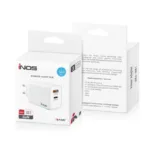 Φορτιστής Ταξιδίου Ταχείας Φόρτισης inos με Διπλή Έξοδο USB A & USB C GaN PD QC 3.0 45W & Lightning Καλώδιο 1m Λευκό | Shopin.gr