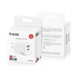 Φορτιστής Ταξιδίου Ταχείας Φόρτισης inos με Διπλή Έξοδο USB A & USB C GaN PD QC 3.0 45W & USB C Καλώδιο 1m Λευκό | Shopin.gr