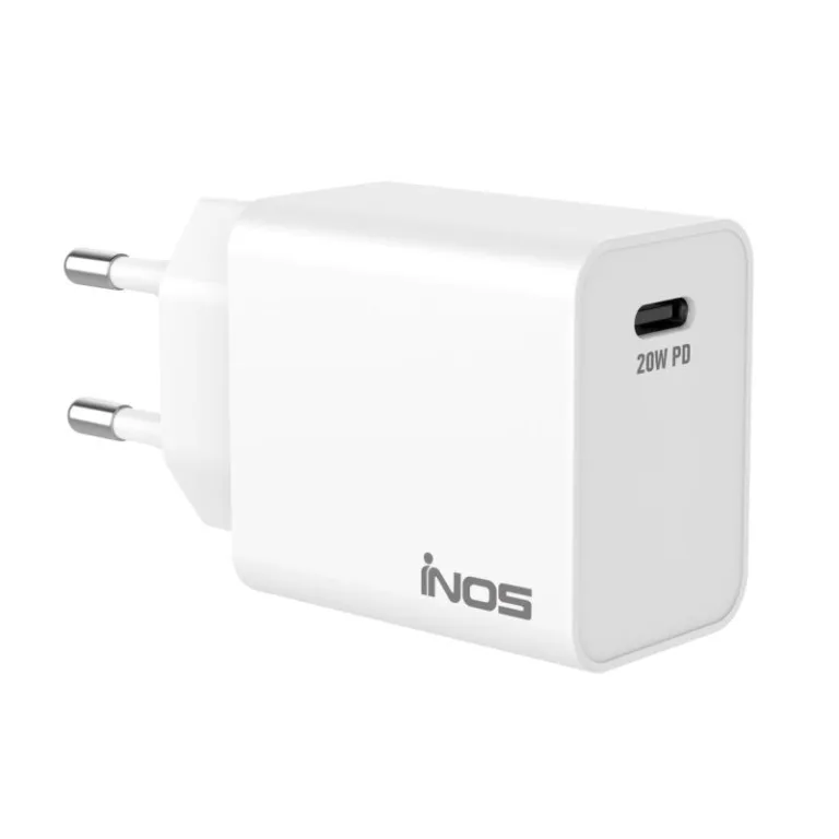 Φορτιστής Ταξιδίου Ταχείας Φόρτισης inos με Έξοδο USB C PD 20W Λευκό | Shopin.gr
